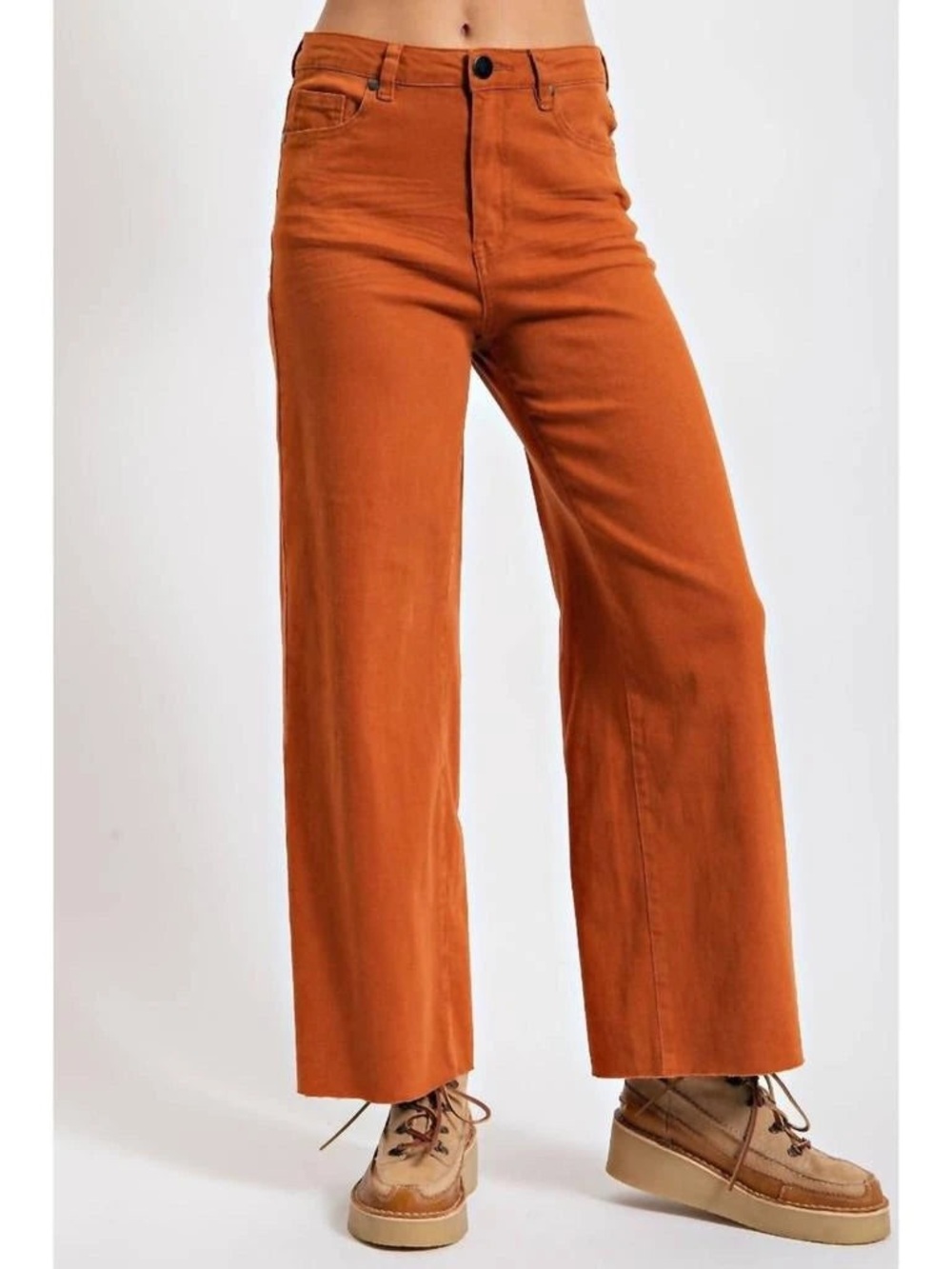 easel Wide-Leg Flare Jeans in Rust Orange